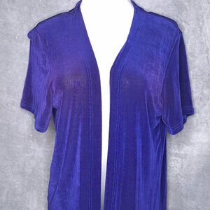 Vintage Open-Front Cardigan Style Womens L Floral Embellishments Short Sleeve